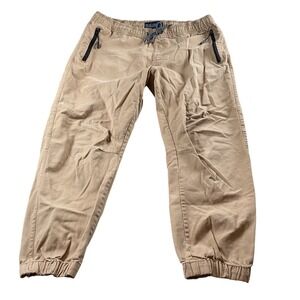 Nickel & Iron Mens XL Tapered Traveler Jogger Pants Khaki Drawstring Casual‎